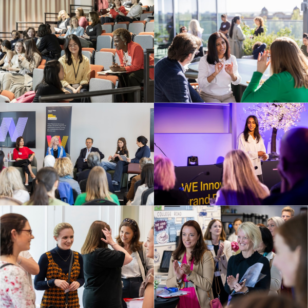 Untitled Design (19) A collage showing Imperial Enterprise Lab events, featuring students and alumni networking, attending workshops, and participating in panel discussions.